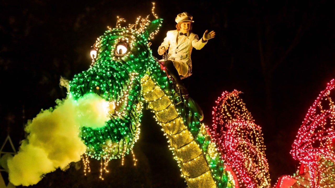 Pete and his dragon, Elliott, at the Main Street Electrical Parade 