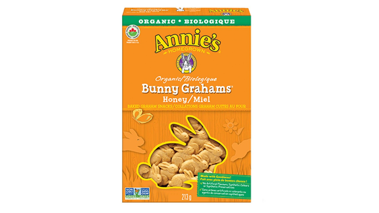 a box of annie's honey flavoured bunny grahams