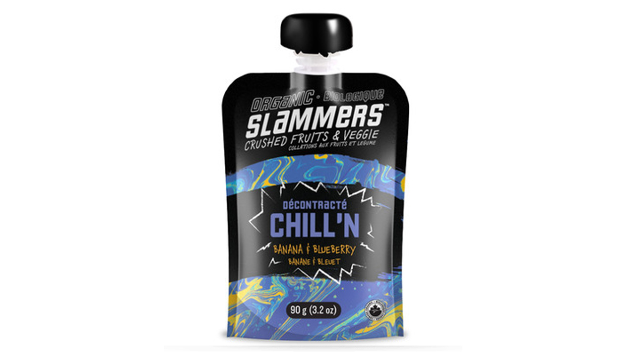 A squeeze pack of organic Slammers chill