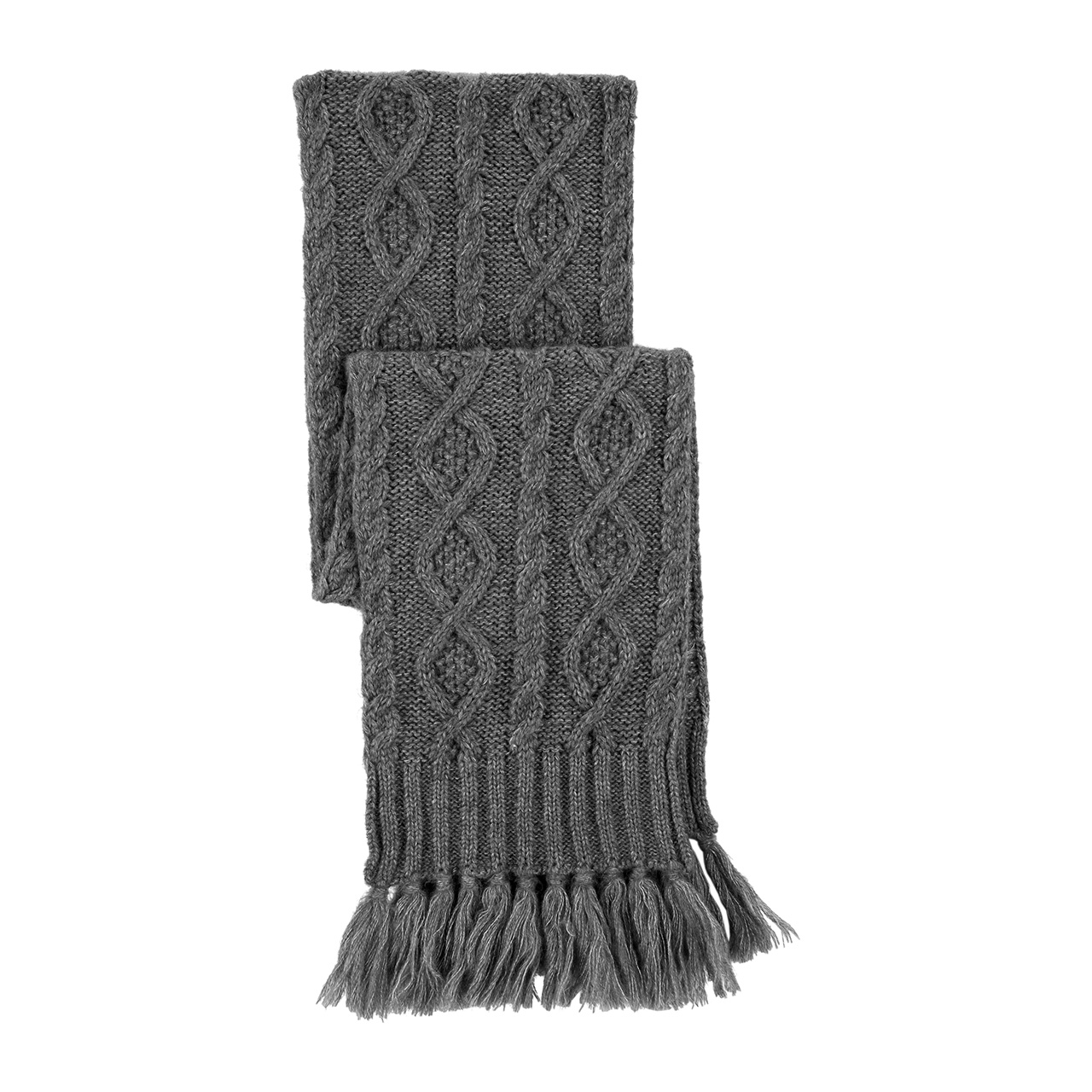 A dark grey scarf.