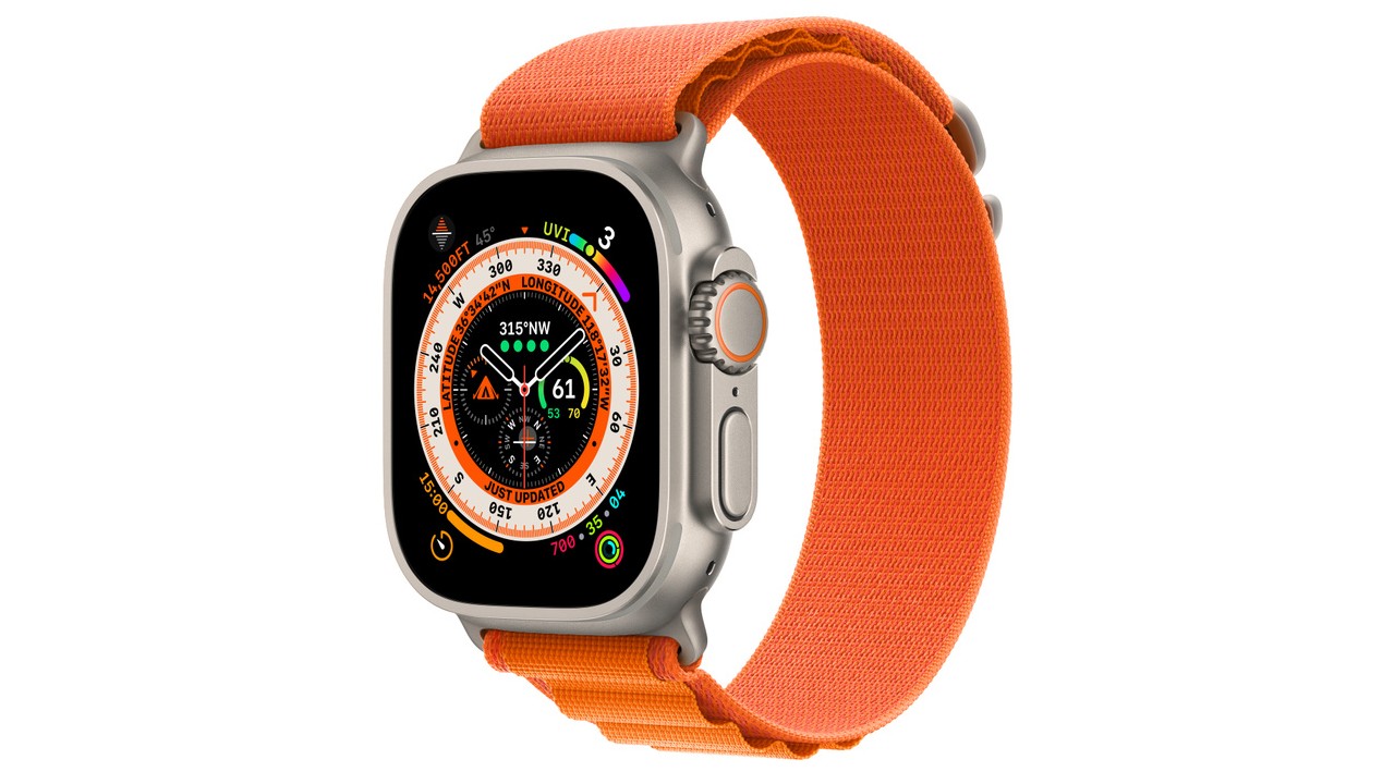 apple watch with orange wrist band