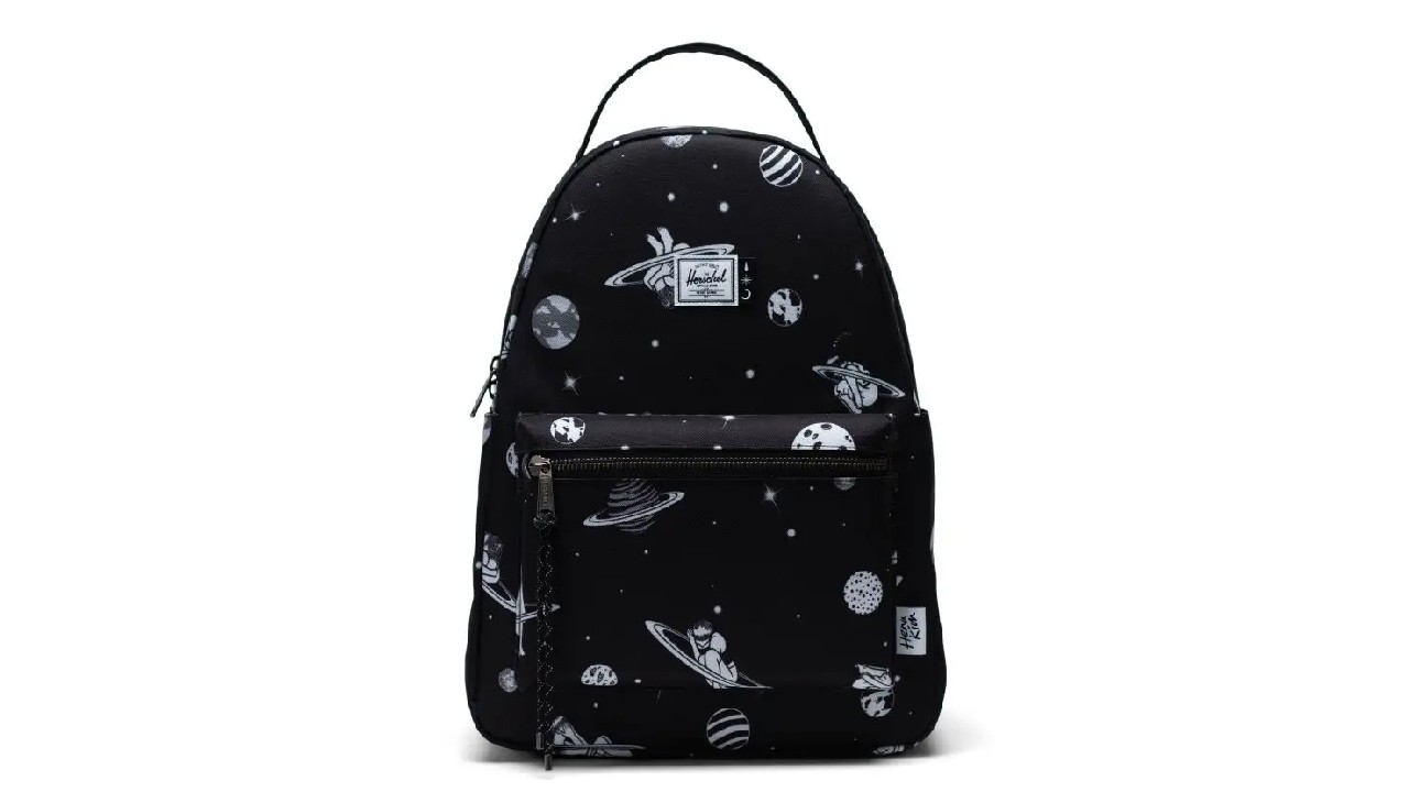 black backpack with space design