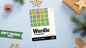 Wordle Party game box on on a holiday background.