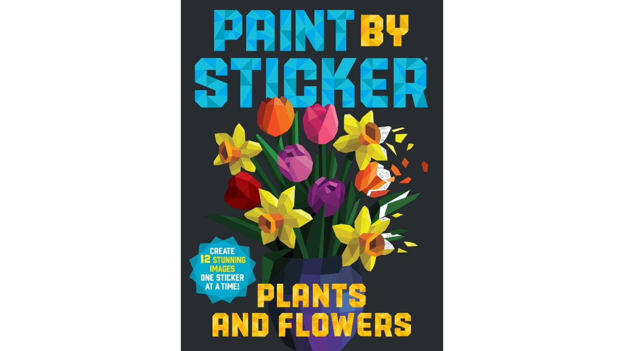 black sticker book with mosaic flower stickers design