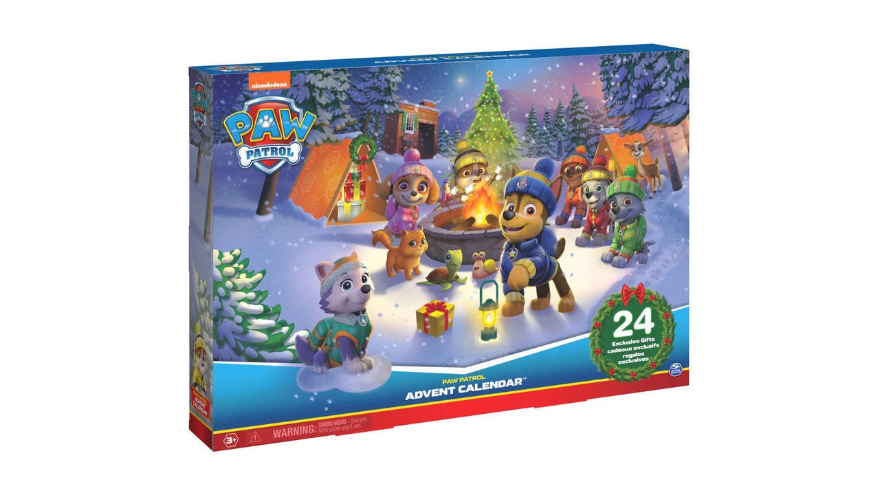 Christmas-themed box with PAW Patrol characters